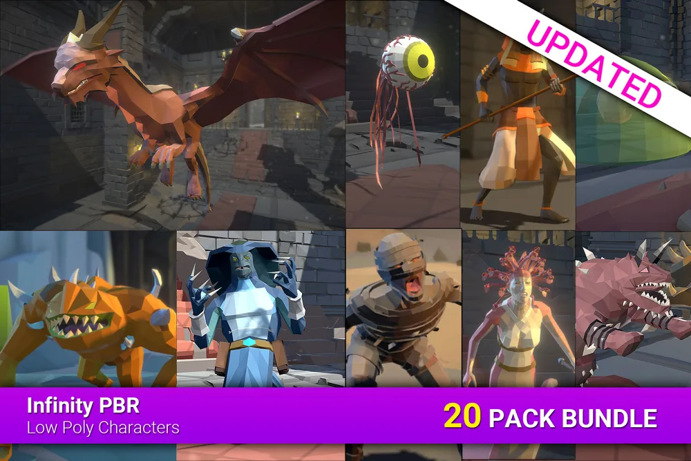 Low Poly Monster Bundle 1 – 20 Character Packs!